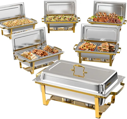 Miniatura 11 de Juego de Platos de Roce Amhier para Buffet 4 Piezas, Juego de Platos de Roce para Buffet de 9 Cuartos de Galón con Combo de Diferentes Bandejas