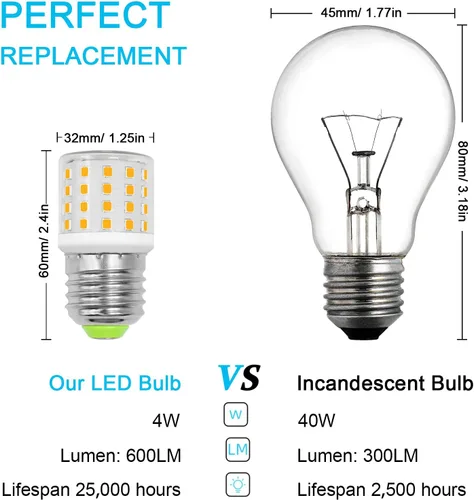 Miniatura 4 de Bombilla de repuesto para refrigerador AC100-265V 3.5 W, bombilla LED pequeña para refrigerador, equivalente a 4 W - 60 W, luz de electrodoméstico