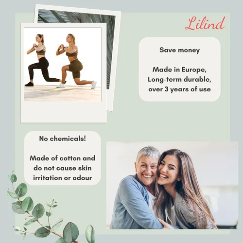 Miniatura 3 de Lilind ® Paquete de 7 toallas de tela para tanga en flores rojas, 100% algodón orgánico, reutilizables, lavables, toallas sanitarias menstruales