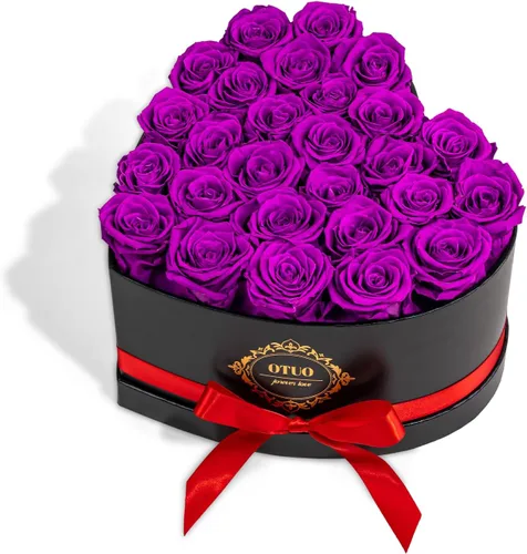 Miniatura 8 de 16 rosas preservadas en caja en forma de corazón, flores para entrega Prime que duran hasta 2 años, flores reales eternas para esposa, novia, madre