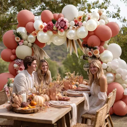 Miniatura 5 de Guirnalda de globos de color rosa polvoriento, globos de doble relleno, color rosa malva, kit de arco de globos de arena blanca perla para despedida