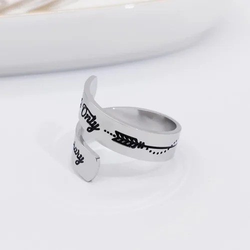 Miniatura 27 de HOFOYA Anillos inspiradores ajustables de acero inoxidable, anillos de grabado, joyería motivacional, graduación, San Valentín, regalos