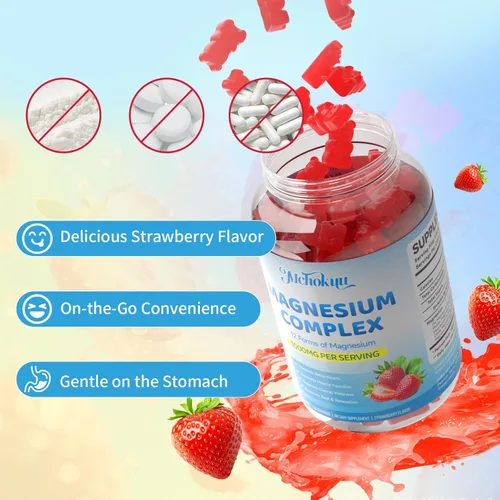 Miniatura 5 de Gomitas de complejo de magnesio de 1000 mg Suplemento de complejo de magnesio 12 en 1 con glicinato, citrato, malato y taurato que apoya