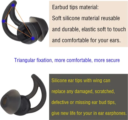 Miniatura 5 de Puntas de repuesto para auriculares pequeños, puntas de silicona compatibles con auriculares Bose QC20 QC20i SoundSport SIE2i IE2 IE3, 3 pares