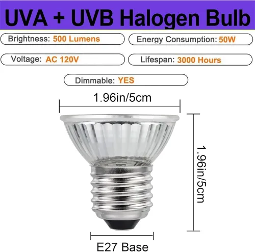 Miniatura 3 de Paquete de 4 bombillas de 50 W UVB UVA para reptiles y anfibios, uso para tortuga, dragón barbudo, jaulas de lagarto, bombilla de repuesto