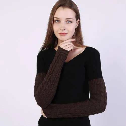 Miniatura 20 de Bellady Guantes de invierno para mujer, cálidos sobre el codo, guantes largos sin dedos con agujero para el pulgar, guantes de punto para calentar