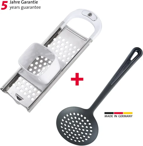 Miniatura 2 de Westmark 611222E6 - Cortador de spaetzle con trineo de masa, botón y 1 cucharón, acero inoxidable/ABS/PA, blanco/plata/negro
