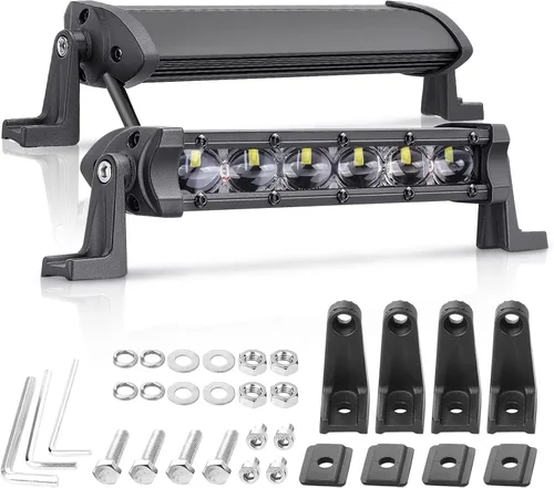 Miniatura 8 de Niwaker - Barra de luz LED ámbar de 6 pulgadas, 2 cápsulas LED de inundación de 96 W, barra de luz de conducción de una sola fila, luces de marcha