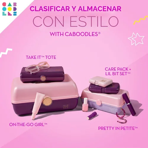 Miniatura 6 de Caboodles Twilight Disco - Organizador cosmético portátil para chicas, estuche de transporte para maquillaje y accesorios, rosa con brillos Rosa