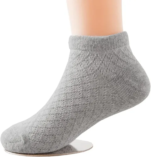 Miniatura 23 de Looching Paquete de 5 calcetines delgados de malla para bebés, niñas y niños, de algodón, color blanco, calcetines de tobillo invisibles 1-8T