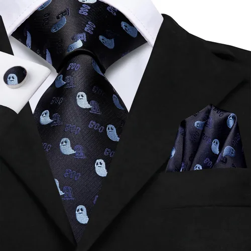 Miniatura 273 de Hi-Tie Corbata clásica de cachemira para hombre con pañuelo y gemelos a cuadros
