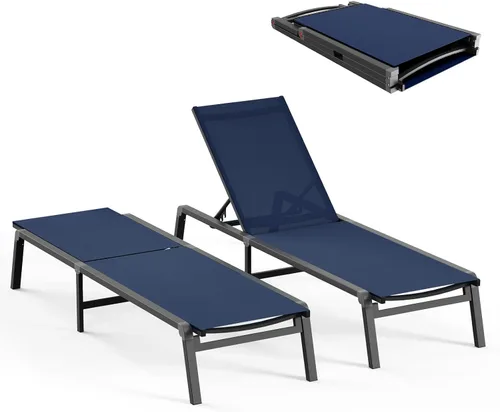 Miniatura 19 de Tumbona de Aluminio para Exteriores - Silla de Descanso Plegable y de Montaje Libre para Exteriores con 5 Respaldos Ajustables, Silla de Patio