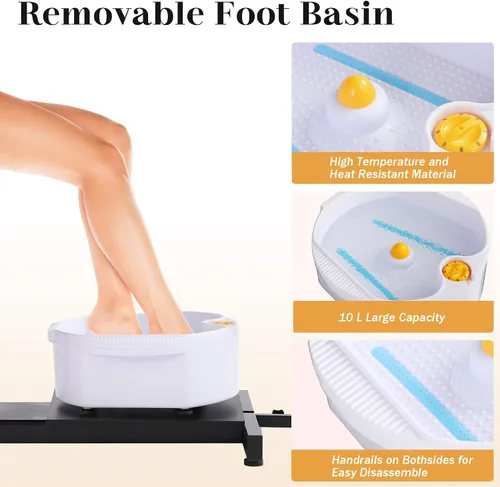 Miniatura 6 de LOUVIXA Estación de Pedicura Sin Plomería, Silla Hidráulica de Pedicura para Técnico de Uñas, Estación de Pedicura Reclinable con Altura Ajustable