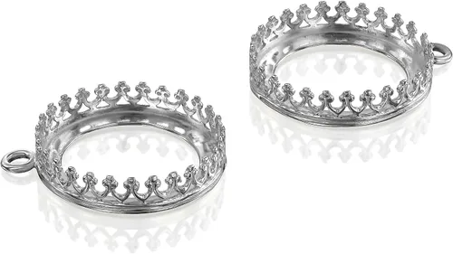 Miniatura 12 de Stera Jewelry Corona redonda de bisel de plata de ley 925 de 0.472-0.709 in con fornituras de bucle