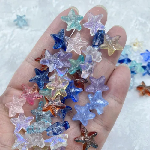 Miniatura 4 de 60 cuentas de cristal de estrella de mar para hacer joyas, cuentas espaciadoras de vidrio de estrella de mar para aretes, pulseras, collares