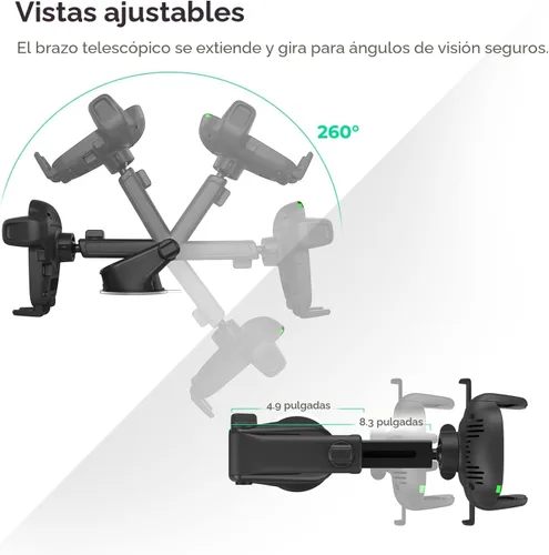 Miniatura 5 de iOttie Cargador de Coche Easy One Touch Inalámbrico 2 Qi Soporte de Tablero para iPhone, Samsung Galaxy, Huawei, LG, Smartphones