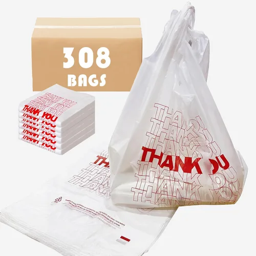 Miniatura 2 de TashiBox, bolsas reutilizables con inscripción Thank You. Medidas: 11.5 x 6.25 x 21 pulgadas, 15 mic, 0.6 mil. Cantidad: 308