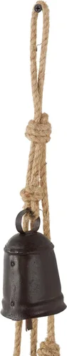 Miniatura 3 de Deco 79 Racimo de Campanas Decorativas de Metal para Interiores y Exteriores Campana de Meditación con Cuerda Colgante de Yute, Campana de Vaca 4" x