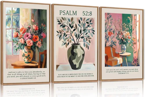 Miniatura 11 de FWIEXA Juego de Arte de Lienzo Bohemio Enmarcado para Pared, Cuadros Botánicos Verde Salvia Decoración de Pared, Impresiones de Arte de Plantas