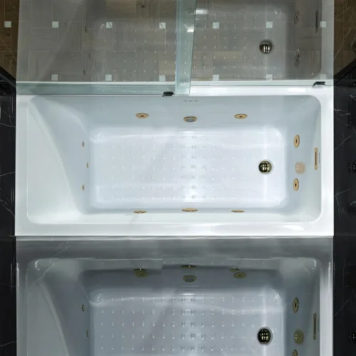 Miniatura 8 de WOODBRIDGE Bañera de hidromasaje rectangular de acrílico de 60 x 30 pulgadas con calefacción en blanco con drenaje izquierdo, acabado dorado