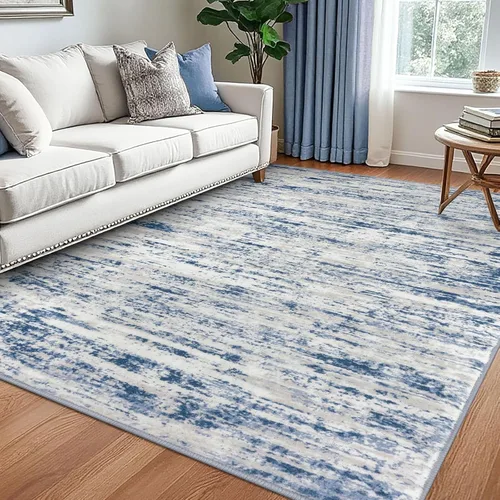 Miniatura 86 de Lansny Alfombra moderna abstracta de 2 x 5 pies, color negro, gris, blanco, lavable, alfombra de entrada para cocina, alfombra antideslizante suave