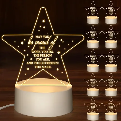 Miniatura 7 de 30 piezas de regalos de agradecimiento a los empleados para regalos de equipo, luz nocturna LED acrílica con texto en inglés "May You Be Proud of