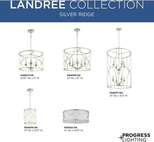 Miniatura 9 de Progress Lighting P500177-134 Colección Landree Foyer de ocho luces, Silver Ridge