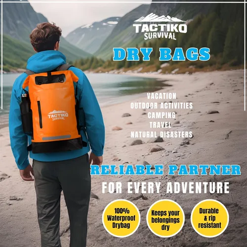 Miniatura 5 de TACTIKO Mochila resistente 100% impermeable, bolsas secas enrollables para kayak, senderismo, campamento, supervivencia