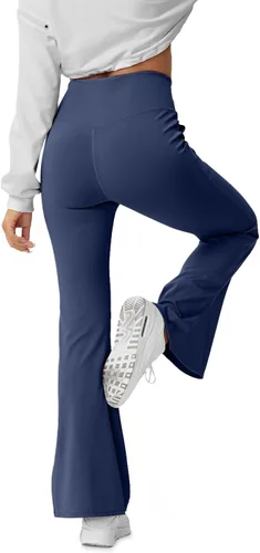 Miniatura 58 de HEGALY Pantalones de yoga acampanados para mujer, leggings cruzados, suaves, de cintura alta, pantalones casuales de entrenamiento con corte de bota