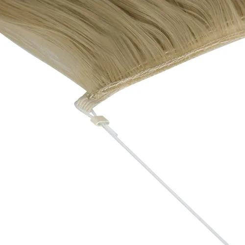 Miniatura 3 de Extensión de cabello rubio ceniza, rizado, largo, sintético, postizo de cabello rubio, 18 pulgadas, 4.2 oz, con diadema de alambre invisible