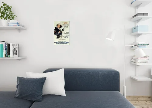 Miniatura 4 de Póster de reclutamiento de propaganda con texto en inglés "Gee I Wish I Were A Man", póster de reclutamiento de propaganda de Id Join The Navy de 12