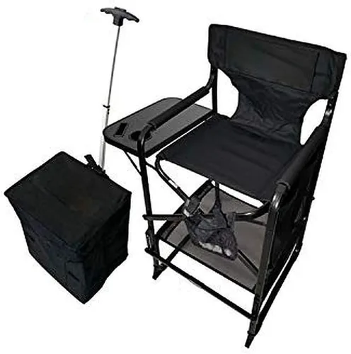 Miniatura 8 de Silla de directores alta profesional portátil con bandeja lateral, nombre personalizado/logotipo impreso, altura del asiento de 29 pulgadas