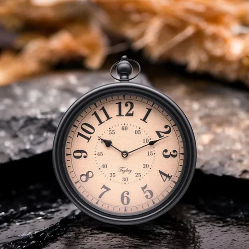 Miniatura 6 de Reloj de pared redondo retro de metal, estilo antiguo, funciona con pilas, estilo antiguo para cocina, sala de estar u oficina, color negro
