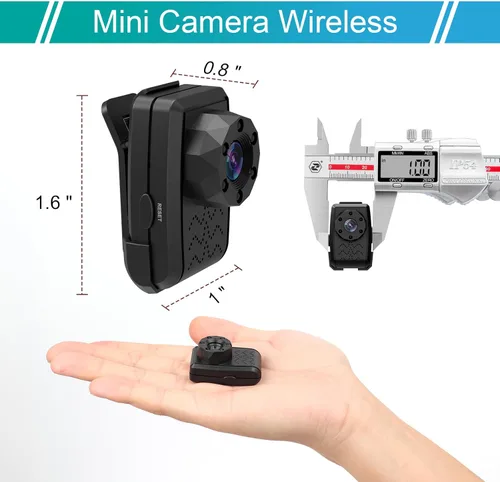Miniatura 2 de Mini cámara inalámbrica HD pequeñas cámaras de vigilancia WiFi con detección de movimiento, clip trasero, grabadora de video portátil, cámara