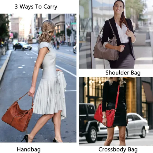 Miniatura 2 de VONXURY - Bolso de mano de piel sintética para mujer bolso de hombro grande con bolsillos laterales para trabajo y viajes