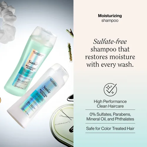 Miniatura 2 de Suave Champú reparador de humedad, sin sulfatos, para restaurar la humedad con cada lavado, seguro para el cabello tratado con color, 12.6 onzas