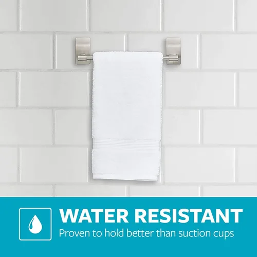 Miniatura 5 de Command - Barra para toallas con tiras resistentes al agua, organiza tu baño, paquete fácil de abrir Níquel satinado