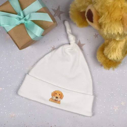 Miniatura 3 de Golden Retriever with Bone' Baby Beanie Hat (BH00021571) White