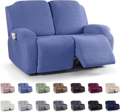 Miniatura 67 de KinCam Fundas para sillón reclinable, fundas elásticas para sillas reclinables, fundas para sofá reclinable de jacquard a rayas, protectores