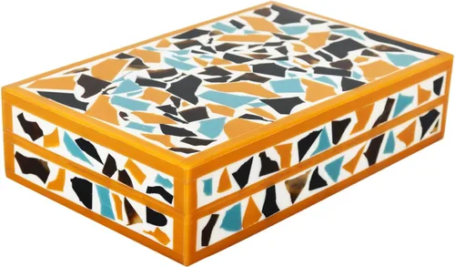 Miniatura 156 de Handicrafts Home Caja de recuerdo decorativa de 8 x 5 – Pequeña caja organizadora con tapa, almacenamiento decorativo Boho, caja de memoria retro