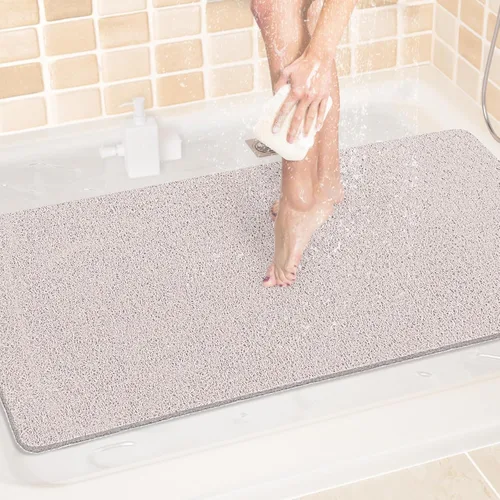 Miniatura 43 de LuxStep - Tapete de ducha, de 24 x 36 pulgadas, tapete de baño antideslizante con drenaje, tapete de baño de cloruro de polivinilo, de secado Gris