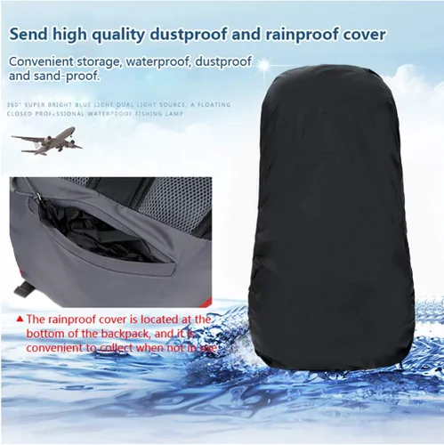 Miniatura 5 de Bseash Mochila impermeable de 60 L para senderismo y campamento con cubierta para lluvia, mochila grande para deportes al aire libre, mochila