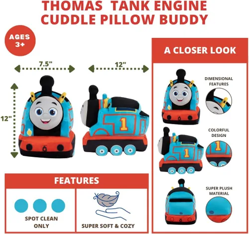 Miniatura 3 de Thomas & Friends Engine Train - Ropa de cama para niños, muy suave, almohada de peluche, (producto oficial) por Franco