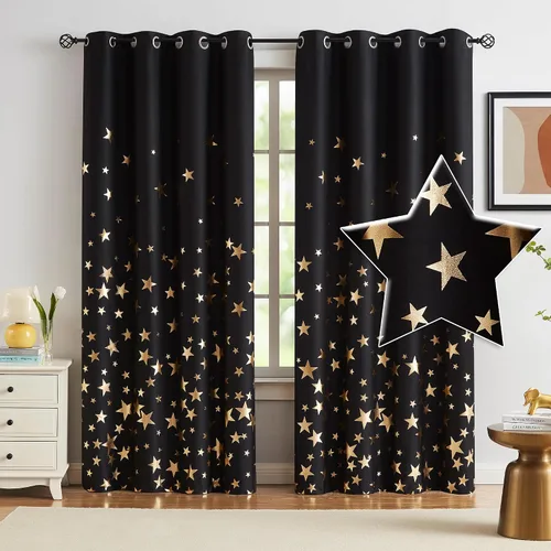 Miniatura 24 de Treatmentex Cortinas Opacas de Oro Marfil con Estampado de Copos de Nieve, Paneles de Cortina para Sala de Estar de 63 Pulgadas con Medallón Floral