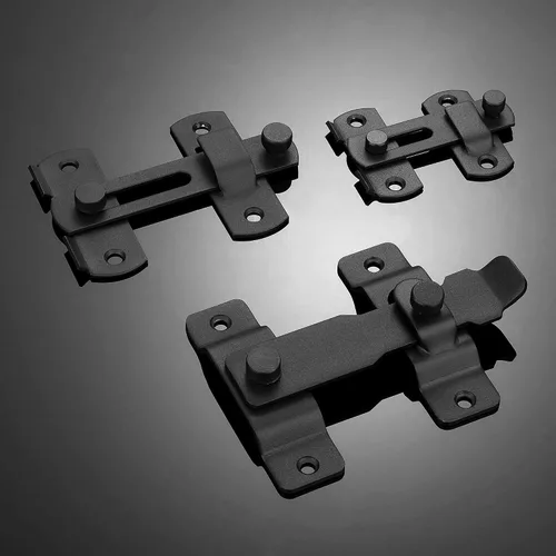 Miniatura 6 de INIRET Paquete de 2 pestillos para puerta de granero, 4.33 x 3.23 pulgadas, acero inoxidable negro mate, cerraduras de puerta abatibles, cerraduras