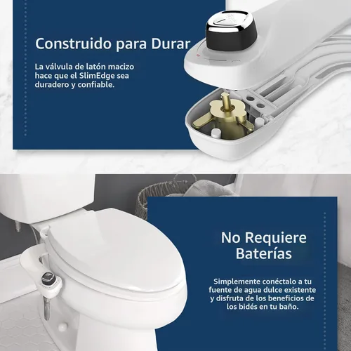 Miniatura 6 de BioBidet SlimEdge - Accesorio de inodoro de bidé simple en blanco con boquilla doble, rociador de agua dulce, no eléctrico, fácil de instalar