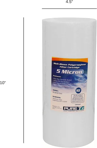 Miniatura 2 de PureT BVB0987005 - Filtro de sedimentos de agua de 10 x 4.5 pulgadas, certificado NSF, filtro de polietileno hilado que elimina sedimentos y otros