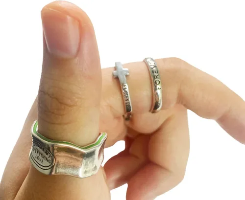Miniatura 24 de Anillos de banda ancha de plata de ley 925 vintage hechos a mano para mujeres/hombres, anillo ajustable para el pulgar