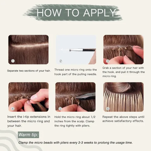 Miniatura 9 de Sixstarhair Extensiones de cabello humano de queratina con punta en I de 14 pulgadas, color marrón chocolate, extensiones de cabello lacio y sedoso