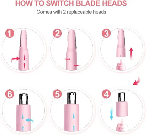 Miniatura 7 de TOUCHBeauty Recortadora de pelo para cara, cejas, nariz, orejas, cuerpo, todo en UNO, removedor de pelo para mujeres y hombres, doble cuchilla, Rosa